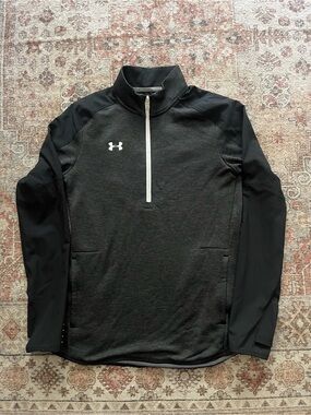 Under Armour Black Performance 1/4 Zip Pullover TROJANS lettering in the back